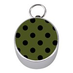 Polka Dots - Black on Army Green Silver Compass (Mini)