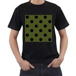 Polka Dots - Black on Army Green Men s T-Shirt (Black)