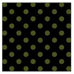 Polka Dots - Army Green on Black Large Satin Scarf (Square)