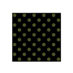 Polka Dots - Army Green on Black Satin Bandana Scarf