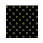 Polka Dots - Army Green on Black Small Satin Scarf  (Square)
