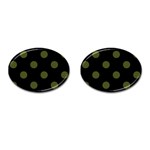 Polka Dots - Army Green on Black Cufflinks (Oval)