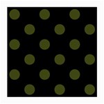 Polka Dots - Army Green on Black Medium Glasses Cloth (2 Sides)