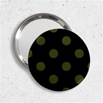 Polka Dots - Army Green on Black 2.25  Handbag Mirror
