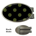 Polka Dots - Army Green on Black Money Clip (Oval)