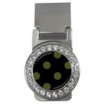 Polka Dots - Army Green on Black Money Clip (CZ)