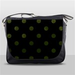 Polka Dots - Army Green on Black Messenger Bag