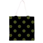 Polka Dots - Army Green on Black Grocery Light Tote Bag