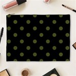 Polka Dots - Army Green on Black Cosmetic Bag (XL)