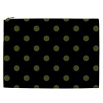 Polka Dots - Army Green on Black Cosmetic Bag (XXL)