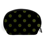 Polka Dots - Army Green on Black Accessory Pouch (Large)