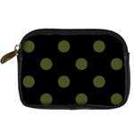 Polka Dots - Army Green on Black Digital Camera Leather Case