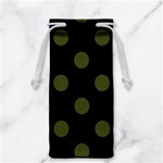 Polka Dots - Army Green on Black Jewelry Bag