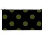 Polka Dots - Army Green on Black Pencil Case