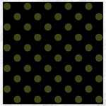 Polka Dots - Army Green on Black Canvas 16  x 16 