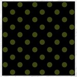 Polka Dots - Army Green on Black Canvas 20  x 20 