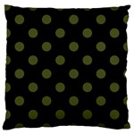 Polka Dots - Army Green on Black Large Cushion Case (Two Sides)
