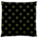 Polka Dots - Army Green on Black Standard Flano Cushion Case (Two Sides)