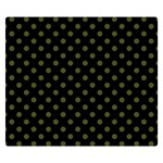 Polka Dots - Army Green on Black Double Sided Flano Blanket (Small)