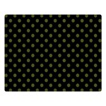 Polka Dots - Army Green on Black Double Sided Flano Blanket (Large)