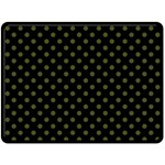 Polka Dots - Army Green on Black Fleece Blanket (Large) (One Side)