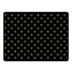 Polka Dots - Army Green on Black Fleece Blanket (Small) (One Side)