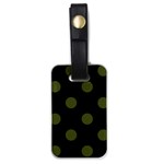 Polka Dots - Army Green on Black Luggage Tag (One Side)