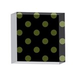 Polka Dots - Army Green on Black 4 x 4  Acrylic Photo Block
