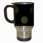 Polka Dots - Army Green on Black Travel Mug (Black)