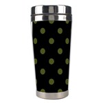 Polka Dots - Army Green on Black Stainless Steel Travel Tumbler