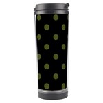 Polka Dots - Army Green on Black Travel Tumbler