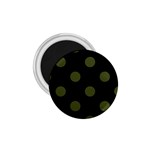 Polka Dots - Army Green on Black 1.75  Magnet