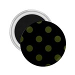 Polka Dots - Army Green on Black 2.25  Magnet