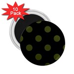 Polka Dots - Army Green on Black 2.25  Magnet (10 pack)
