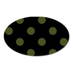 Polka Dots - Army Green on Black Magnet (Oval)