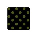 Polka Dots - Army Green on Black Magnet (Square)