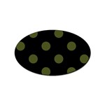 Polka Dots - Army Green on Black Sticker (Oval)