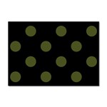 Polka Dots - Army Green on Black Sticker A4 (10 pack)