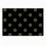 Polka Dots - Army Green on Black Postcard 4  x 6 