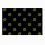Polka Dots - Army Green on Black Postcard 5  x 7 