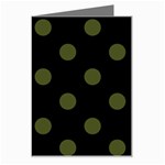 Polka Dots - Army Green on Black Greeting Card