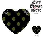 Polka Dots - Army Green on Black Playing Cards 54 (Heart)