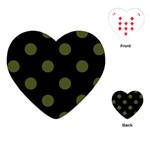 Polka Dots - Army Green on Black Playing Cards (Heart)