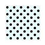 Polka Dots - Black on Bubbles Cyan Small Satin Scarf  (Square)