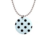 Polka Dots - Black on Bubbles Cyan 1  Button Necklace
