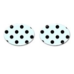 Polka Dots - Black on Bubbles Cyan Cufflinks (Oval)
