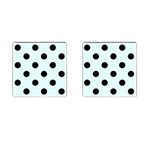 Polka Dots - Black on Bubbles Cyan Cufflinks (Square)