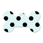 Polka Dots - Black on Bubbles Cyan Dog Tag Bone (Two Sides)