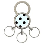 Polka Dots - Black on Bubbles Cyan 3-Ring Key Chain