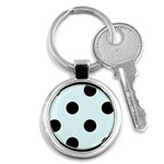 Polka Dots - Black on Bubbles Cyan Key Chain (Round)
